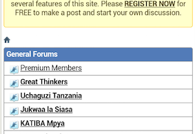 Jamii Forums homepage screenshot on mobile web