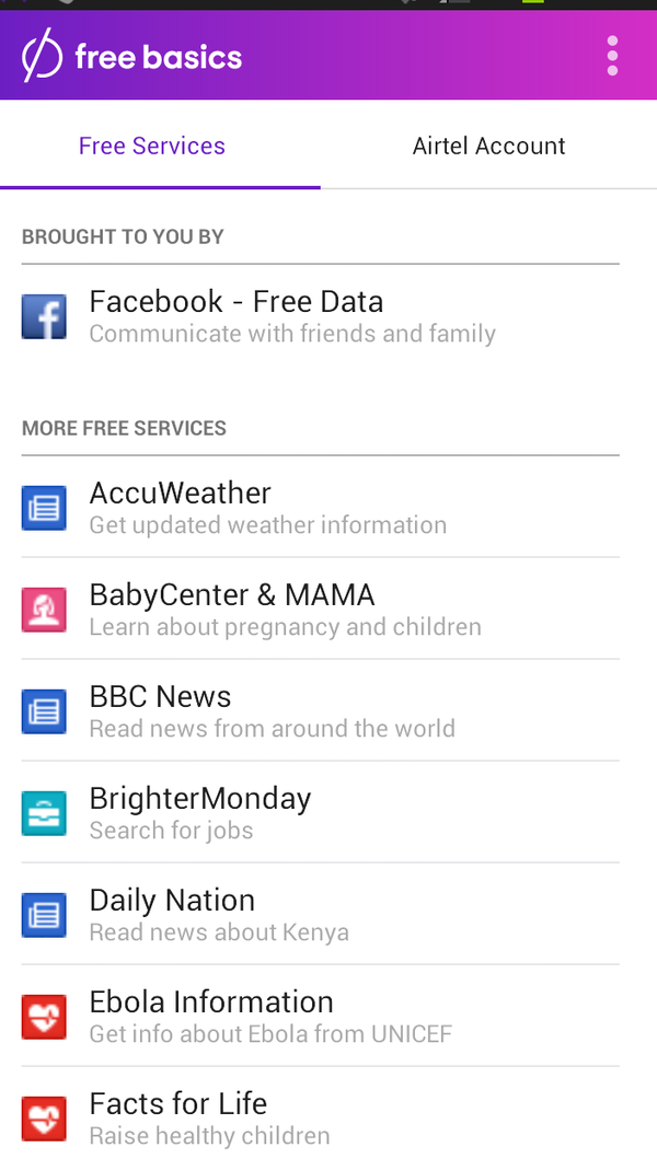 Free Basics websites Kenya