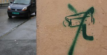 Surveillance camera grafitti
